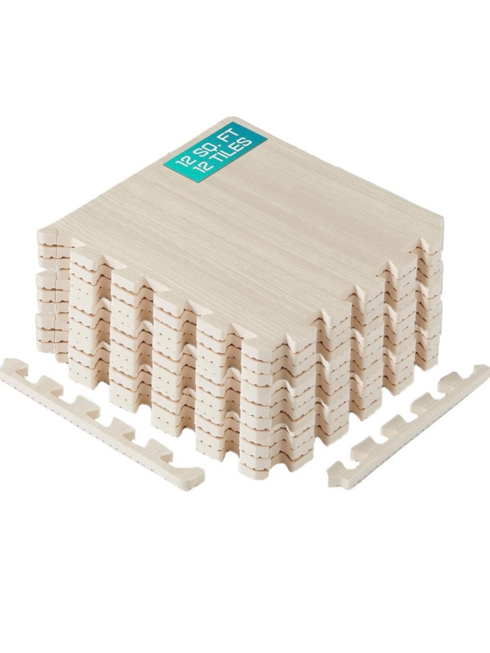 Interlocking Foam Floor Tiles - Light Beige Set